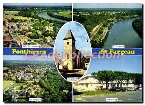 Moderne Karte Ponthierry St Fargeau (S et M) Vues aeriennes La poste L'Eglise de Moulignon