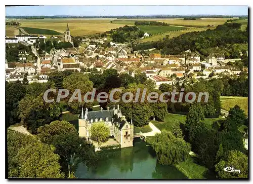 Moderne Karte Lorrez le Bocage (S et M) Vue generale aerienne Le Chateau