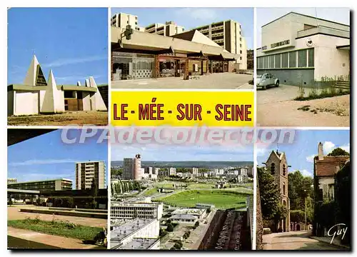 Moderne Karte La Mee sur Seine (Seine et Marne) L'eglise de l'immaculee conception Le Centre Commerciale Resi