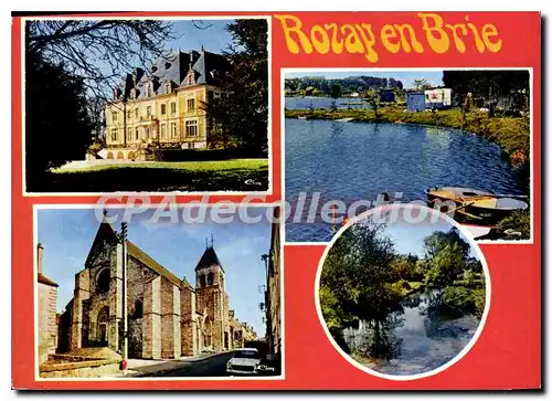 Moderne Karte Rozay en Brie Le Chateau l'eglise l'etang des Carreaux Les Bords de l'Yerres