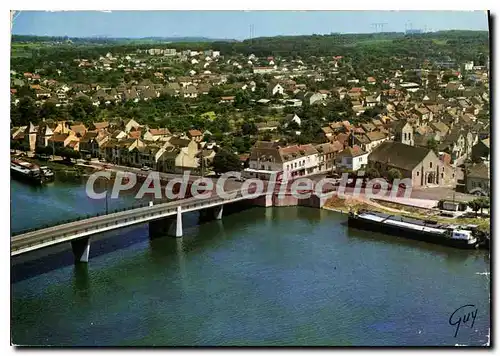 Moderne Karte Saint Mammes (Seine et Marne) Le nouveau pont sur la Seilne le centre de la ville les Quais et