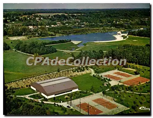 Moderne Karte Bois le Roi (S et M) Vue aerienne Base de Loisirs les tennis