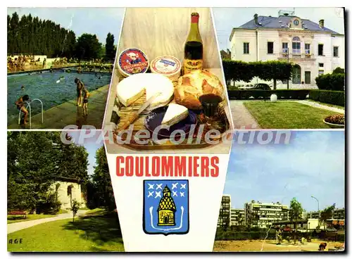 Cartes postales moderne Coulommiers (Seine et Marne) La Piscine Specialite du Fromage de Brie L'Hotel de Ville Le Parc