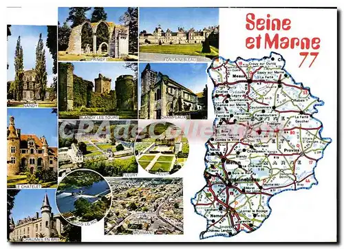 Moderne Karte Seine et Marne Pringy Nandy Blandy les tours Champeaux Fleury Mormant Bois le Roi