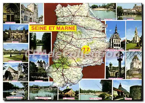 Moderne Karte La France par Departements La Seine et Marne