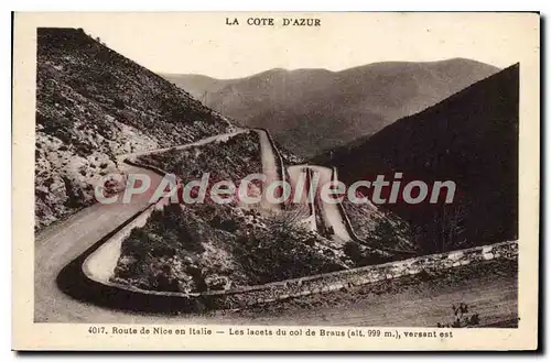 Cartes postales Route de Nice en Italie La Cote d'Azur Les lacets du col de Braus