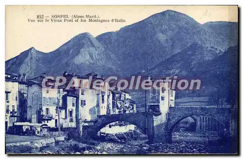 Cartes postales Sospel (Alpes Marit) Vue sur le Vieux Pont et le Montagnes d'Italie