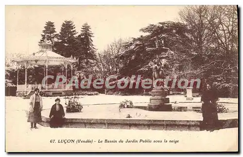 Cartes postales Lu�on (Vendee) Le Bassin du Jardin Public sous la neige