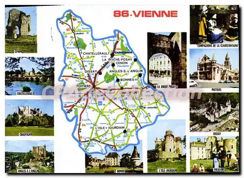 Cartes postales moderne Vienne Cenon Chauvigny Bonnes Dissay La Roche Posay Chatellerault Angles s l'Anglin