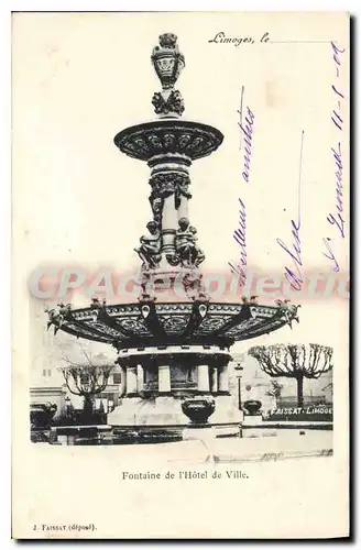 Cartes postales Limoges Fontaine de l'Hotel de Ville