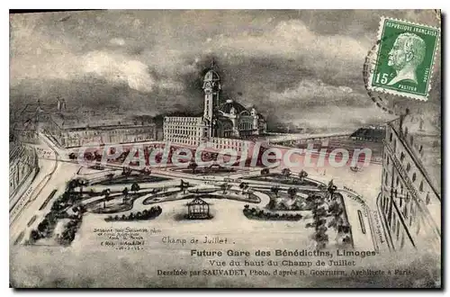 Cartes postales Future Gare des Benedictins Limoges Vue du haut du Champ de Juillet