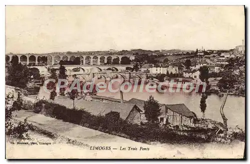 Ansichtskarte AK Limoges Les Trois Ponts