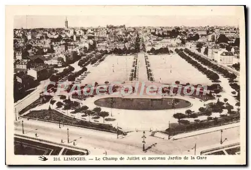 Cartes postales Limoges Le Champ de Juillet et nouveau Jardin de la Gare