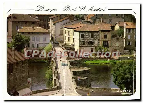 Moderne Karte Limoges (Haute Vienne) Pont sur la Vienne et le vieux quartier