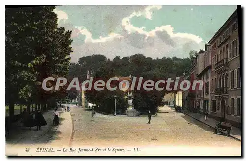 Cartes postales Epinal La Rue Jeanne d'Arc et le Square