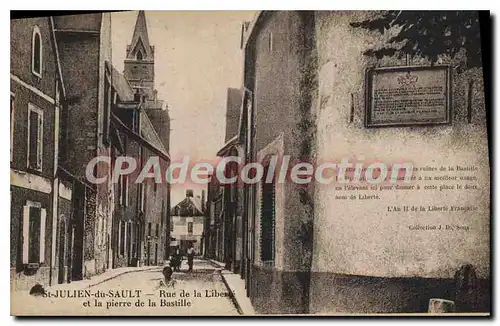 Cartes postales St Julien du Sault Rue de la Liber et la pierre de la Bastille