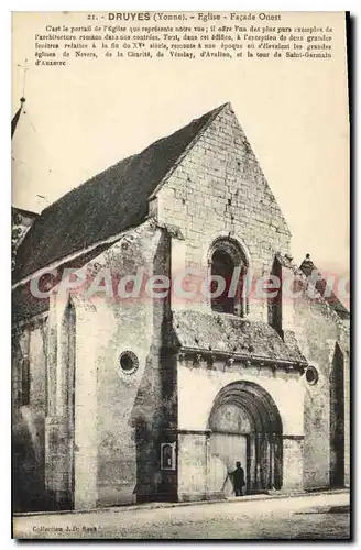 Cartes postales Druyes Yonne Eglise Facade Ouest
