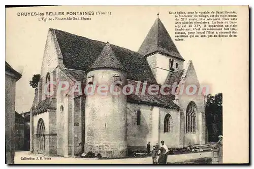 Ansichtskarte AK Druyes les Belles Fontaines Yonne L'Eglise Ensemble Sud Ouest