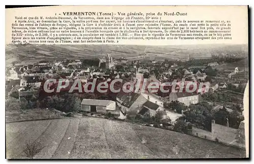 Cartes postales Vermenton Yonne Vue generale prise du Nord Ouest