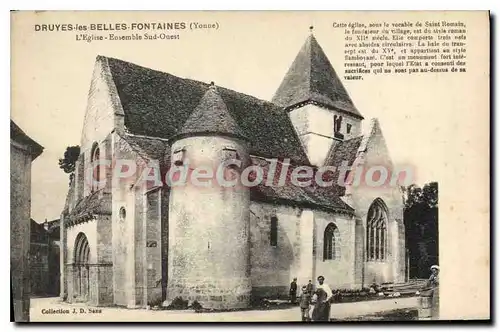 Cartes postales Druyes les Belles Fontaines Yonne L'Eglise Ensemble Sud Ouest