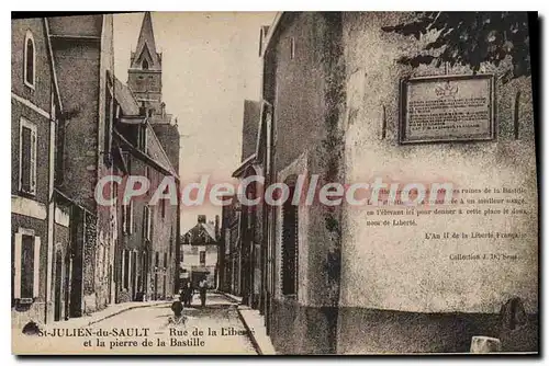 Cartes postales St Julien du Sault Rue de la Liberte et la pierre de la Bastille