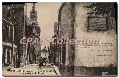 Cartes postales St Julien du Sault Rue de la Liberte et la pierre de la Bastille