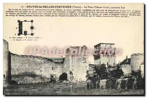 Ansichtskarte AK Druyes les Belles Fontaines Yonne Le Vieux Chateau feodal ensemble Sud