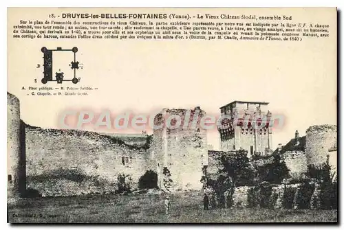 Cartes postales Druyes les Belles Fontaines Yonne Le Vieux Chateau feodal ensemble Sud