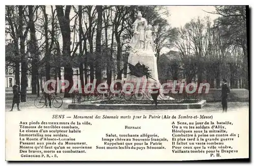 Cartes postales Sens Monument des Senonais morts pour la Patrie Air de Sambre et Meuse