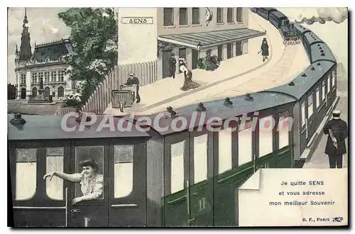 Cartes postales Je quitte Sens et vous adresse mon meilleur Souvenir