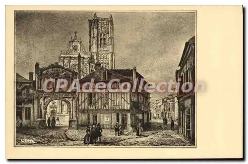Cartes postales La Bourgogne D'Autrefois Eglise et Portique St Pierre a Auxerre d'apres une litho du debut du XI