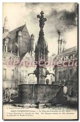 Cartes postales Saint Florentin La Place des Fontaines au