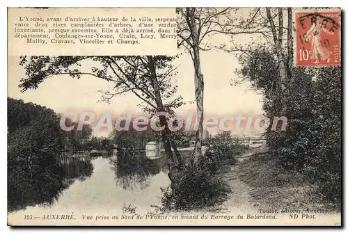 Cartes postales Auxerre Vue prise bord de I'Yonne en amont du Barrage du Batardeau