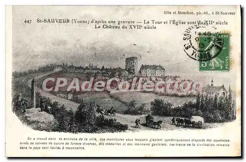 Ansichtskarte AK St Sauveur Yonne d'apres une gravure La Tour et L'Eglise