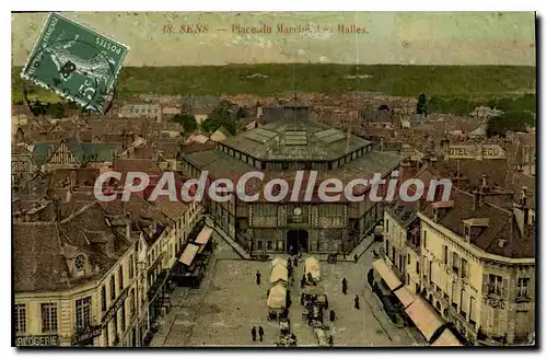 Cartes postales Sens Place du Marche Lus Halles