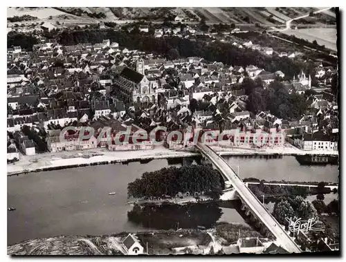 Moderne Karte Villeneuve sur Yonne vue Aerienne L'lle Les Ponts sur l'Yonne et la Ville