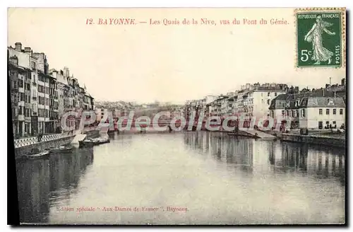 Cartes postales Bayonne Les Quais de la Nive vue du Pont du Genie