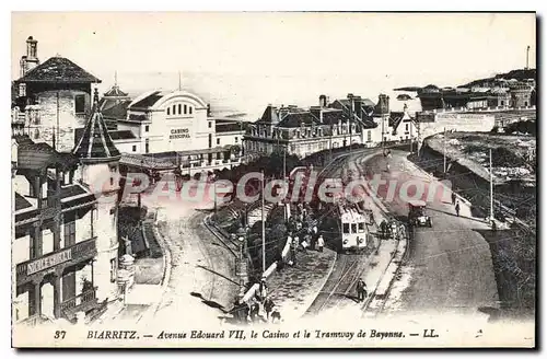 Ansichtskarte AK Biarritz Avenue Edouard VII le Casino et le Tramway de Bayonne