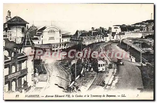 Cartes postales Biarritz Avenue Edouard VII le Casino et le Tramway de Bayonne