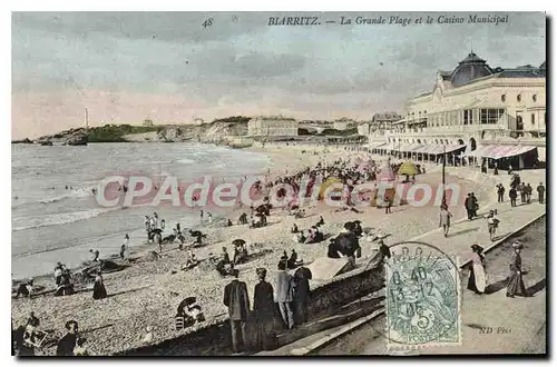 Cartes postales Biarritz La Grande Plage et le Casino Municipal