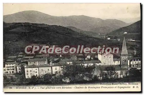 Cartes postales Behobie Basses Pyrenees vue generale vers Biriatou Chaines de Montagnes Francaises et Espagnoles