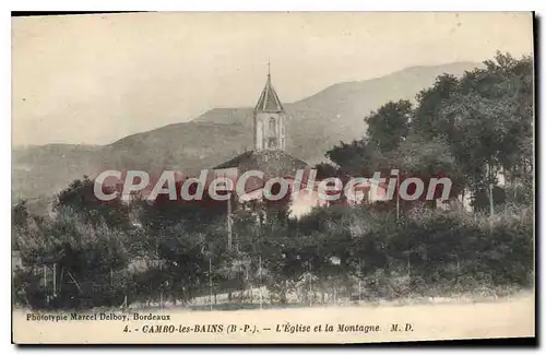 Cartes postales Cambo les Bains B P L'Eglise et la Montagne