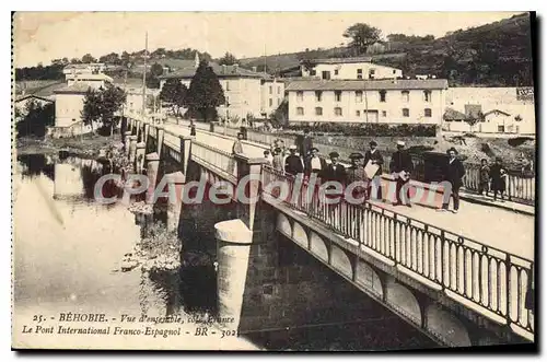 Cartes postales Behobie vue d'Ensemble cote france le Pont International Franco Espagnol