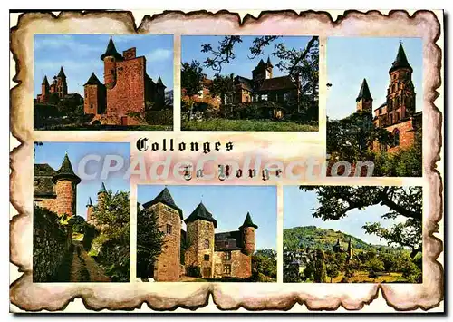 Moderne Karte COLLONGES la Rouge Manoir de Vassinhac Castel de Maussac �glise