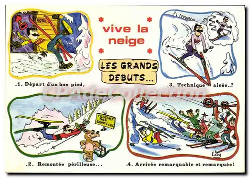 Cartes postales moderne vive la neige les grands d�buts ski