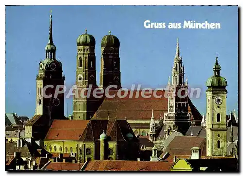 Moderne Karte MUNCHEN MUNICH Pfarrkirche St Peter Dom  Neues Rathaus