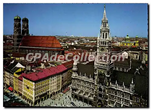 Moderne Karte MUNCHEN MUNICH Dom  Neues Rathaus