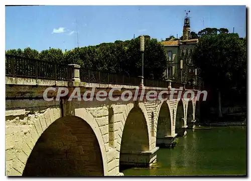 Moderne Karte Sommieres La Pont Romain Et La Tour De I'Horloge Sur Le Pont