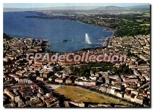 Moderne Karte Geneve Vue Generale Aerienne