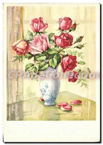 Cartes postales moderne Vase roses